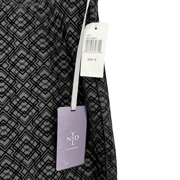 NYDJ Black Geometric Velvet Pattern Art Deco Pants Pull‎ On Womens Size 16 - Picture 3 of 11